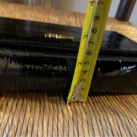 Ralph Lauren Patent Mock Croc Clutch Bag with Mirror and gold logo - Picture 11 of 12